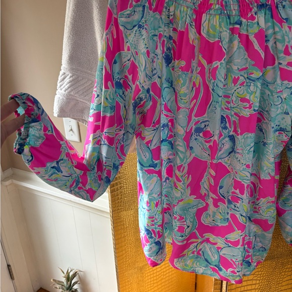Lilly Pulitzer Vibrant Pink Elsa Silk blouse size XL - Picture 3 of 11